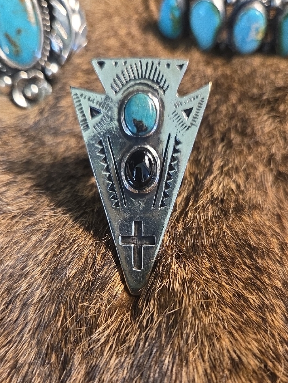 Spell Ring with Turquoise and Onyx Stones